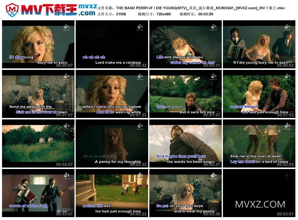 THE BAND PERRY-IF I DIE YOUNG(MTV)_英语_流行歌曲_MC803241